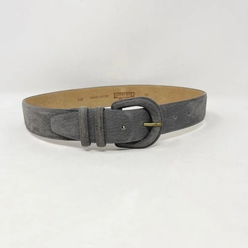 Lands End Suede Belt Gray Womens 25 Covered Buckle Old Money Luxury Modern